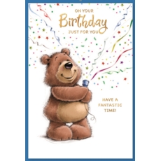 BIRTHDAY CARDS,6's Teddy Bear & Party Popper
