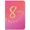 AGE 8 CARDS,6's Female Glitter Text & Stars