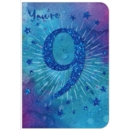 AGE 9 CARDS,6's Male Glitter Text & Stars