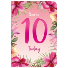 AGE 10 CARDS,Female 6's Floral Text