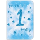 GREETING CARDS,Age 1 Male 6's Glitter Text & Stars