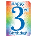AGE 3 CARDS,Male 6's Rainbow GlitterText