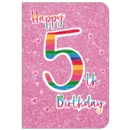 AGE 5 CARDS,Female 6's Rainbow, Hearts & Glitter