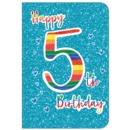 AGE 5 CARDS,Male 6's Rainbow, Hearts & Glitter