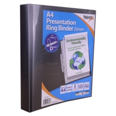 RING BINDER,PRESENTATION 35mm Spine A4 Clear/Black