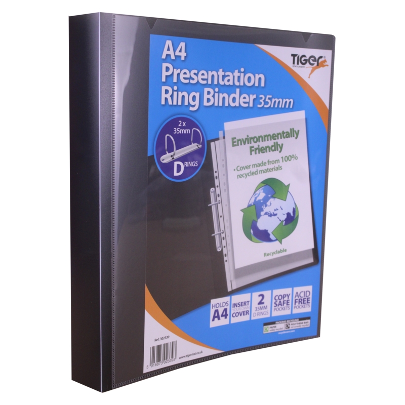 RING BINDER,PRESENTATION 35mm Spine A4 Clear/Black(Was 2.99)