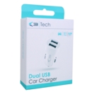 CAR CHARGER,Dual USB White H/pk