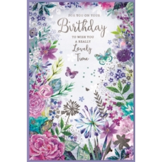 BIRTHDAY CARDS,6's Floral Butterflies