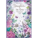 BIRTHDAY CARDS,Daught. in Law 6's Floral Butterflies