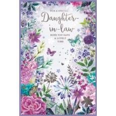 BIRTHDAY CARDS,Daught. in Law 6's Floral Butterflies