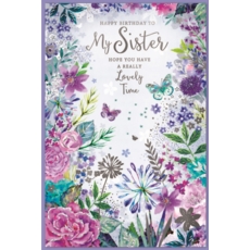 BIRTHDAY CARDS,Sister 6's Floral Butterflies