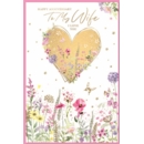 ANNIVERSARY CARDS,Wife Wild Flowers & Heart