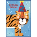 AGE 2 CARDS, 6's Male Tiger in Party Hat