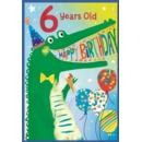 AGE 6 CARDS, 6's Male Crocodile & Balloons