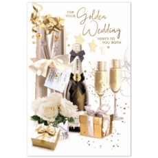 GREETING CARDS,Your Golden Anni.6's Presents & Bubbly