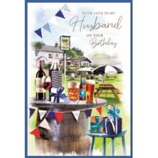BIRTHDAY CARDS,Husband 6's Pub Garden