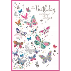 BIRTHDAY CARDS,6's Coloured Butterflies