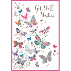 GREETING CARDS,Get Well 6's Coloured Butterflies