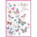 BIRTHDAY CARDS,Sister 6's Coloured Butterflies