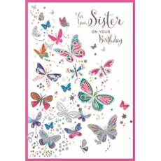 BIRTHDAY CARDS,Sister 6's Coloured Butterflies