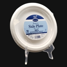 SIDE PLATES,White Bagasse 18cm 10's Biodegradable