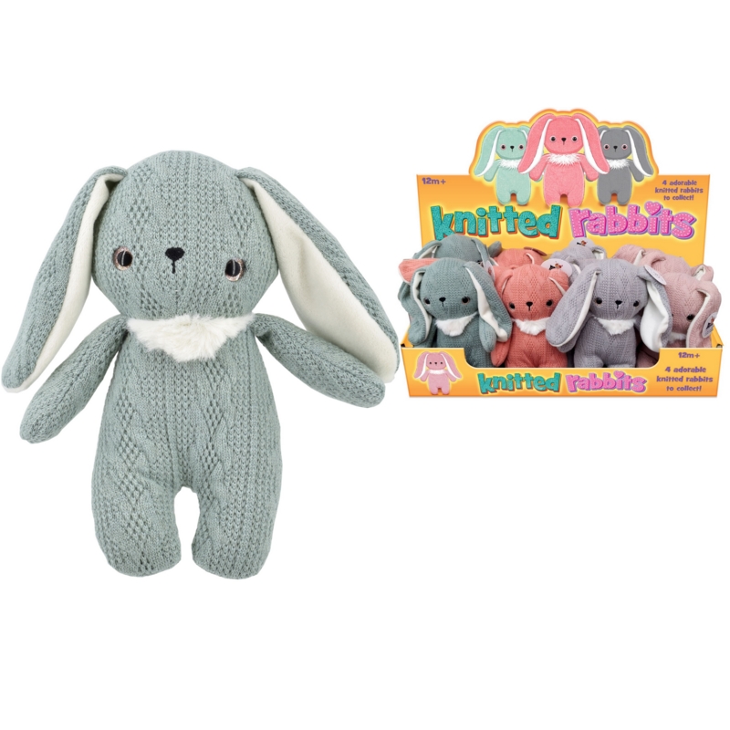 KNITTED RABBITS,4 Assorted 14cm CDU