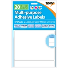 LABEL,S/Adh Multi Purpose 2 per A4 Sheet 199 x 144mm