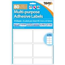 LABEL,S/Adh Multi Purpose 8 per A4 Sheet 99 x 68mm