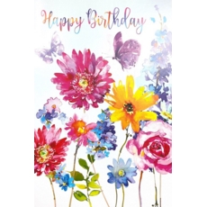 BIRTHDAY CARDS,6's Floral Butterflies