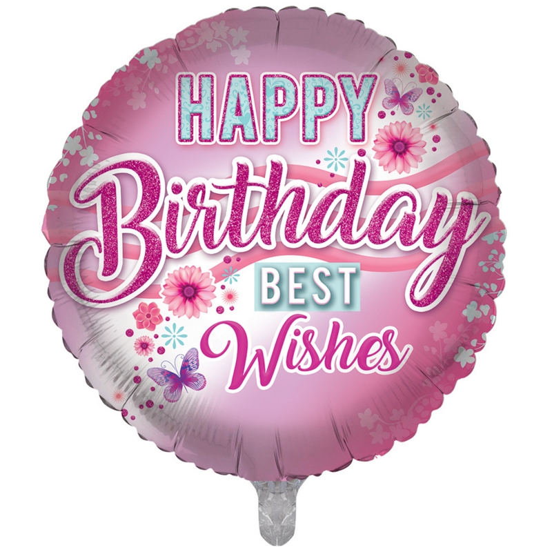 BALLOONS,Happy Birthday Floral Butterflies (Helium Foil)