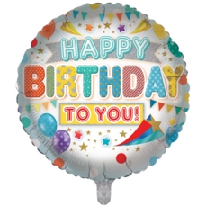 BALLOONS,Happy Birthday Silver (Helium Foil)