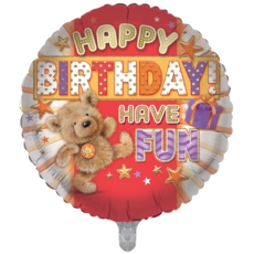 BALLOONS,Happy Birthday Cute Bear (Helium Foil)