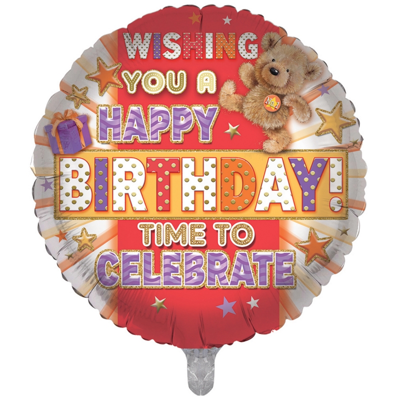 BALLOONS,Happy Birthday Cute Bear (Helium Foil)