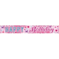 BANNER,Happy Birthday Floral Butterflies