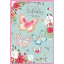 BIRTHDAY CARDS,6's Floral Butterflies