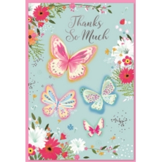 THANK YOU CARDS, 6's Floral Butterflies