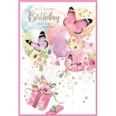 BIRTHDAY CARDS,6's Butterflies & Balloons