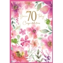 AGE 70 CARDS, 6's Female Pink Floral