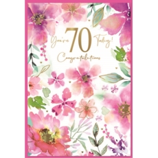AGE 70 CARDS,Female 6's Pink Floral