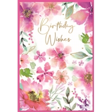 BIRTHDAY CARDS,6's Pink Floral