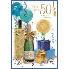 AGE 50 CARDS,Male 6's Presents & Balloons