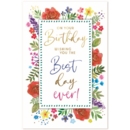 BIRTHDAY CARDS,6's Floral Text