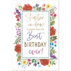 BIRTHDAY CARDS,Sister in Law 6's Floral Text