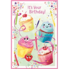 BIRTHDAY CARDS,6's Cupcakes