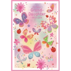 BIRTHDAY CARDS,Granddaughter Butterflies & Flowers