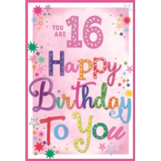 AGE 16 CARDS, 6's Female Text & Shapes