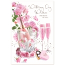 WEDDING DAY CARDS, 6's Pink Bubbly & Flutes