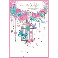 ANNIVERSARY CARDS,Wife Floral Butterflies