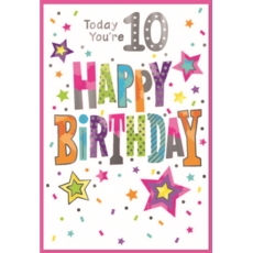 AGE 10 CARDS, 6's Female Stars & Text