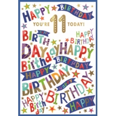 AGE 11 CARDS, 6's Male Text & Stars